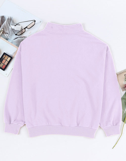 Load image into Gallery viewer, Quarter Zip Dropped Shoulder Sweatshirt
