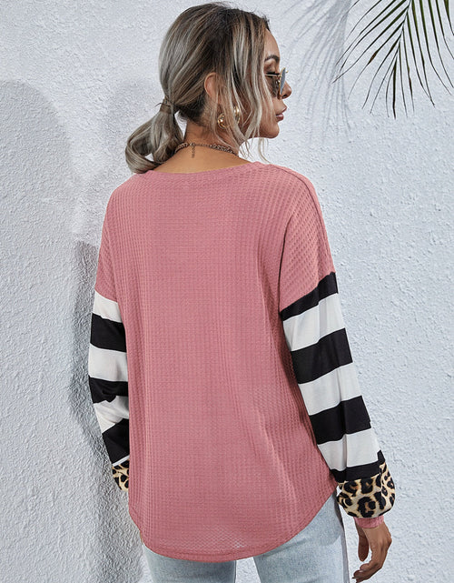 Load image into Gallery viewer, Leopard Striped Waffle-Knit Top
