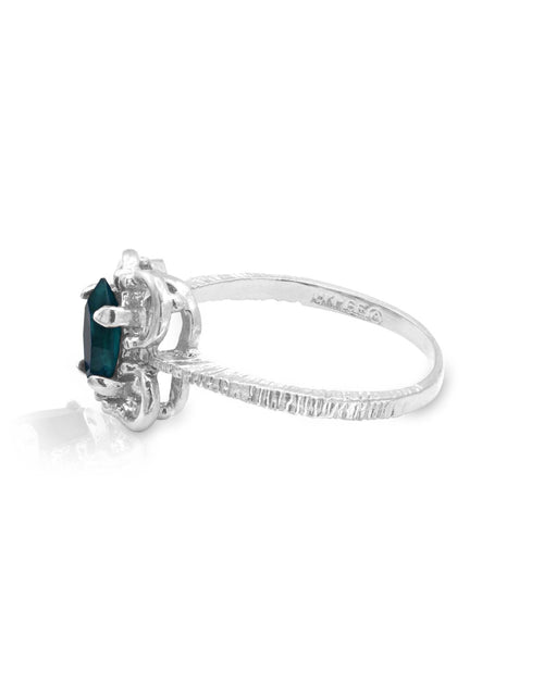 Load image into Gallery viewer, Vintage Jewelry Marquise Cut Jet Black Crystal Cocktail Ring in 18k White Gold Electroplate by PVD Vintage Jewelry
