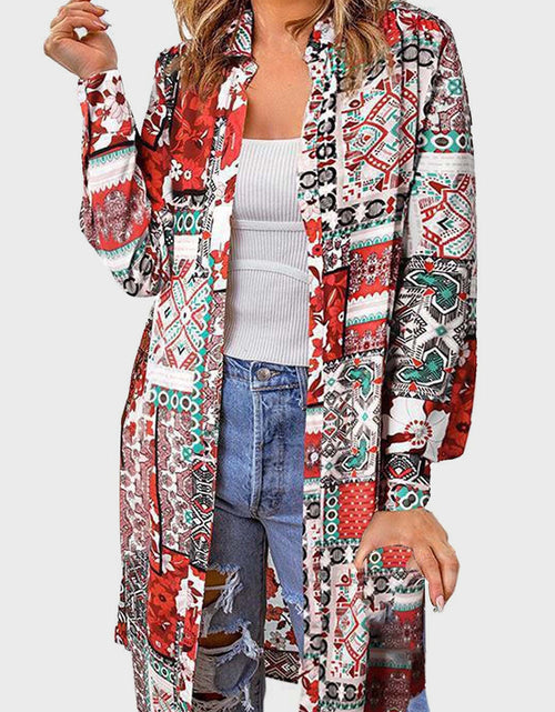 Load image into Gallery viewer, Printed Button Up Long Sleeve Cardigan
