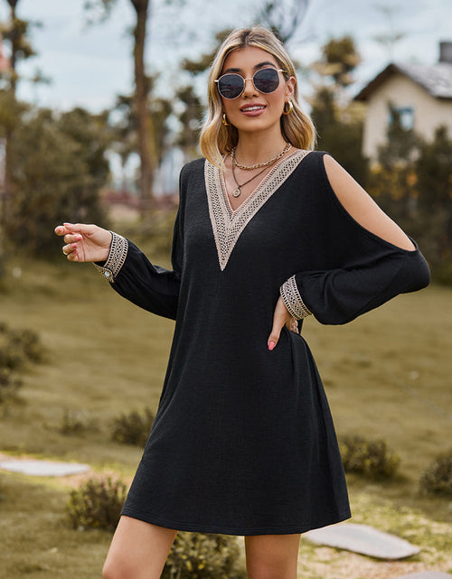 Load image into Gallery viewer, V-Neck Cutout Sleeve Mini Dress
