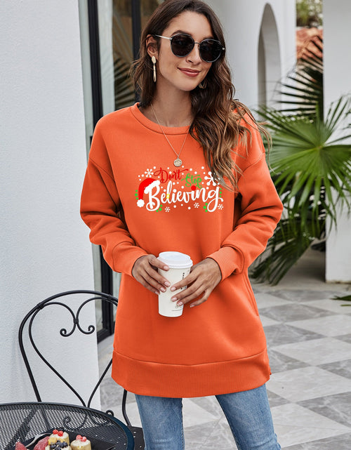 Load image into Gallery viewer, DON'T STOP BELIEVING Graphic Drop Shoulder Sweatshirt
