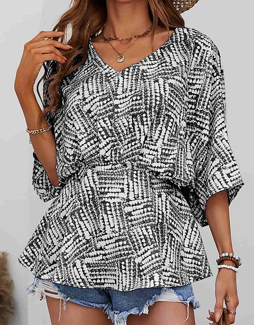 Load image into Gallery viewer, Printed V-Neck Dolman Sleeve Blouse
