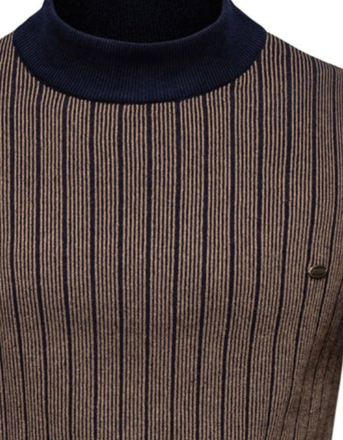 Load image into Gallery viewer, Men's Mock Neck Contrast Striped Sweater

