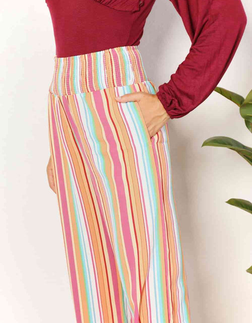 Load image into Gallery viewer, Double Take Striped Smocked Waist Pants with Pockets
