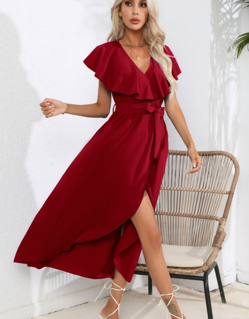 Load image into Gallery viewer, Ruffled Tied V-Neck Midi Dress
