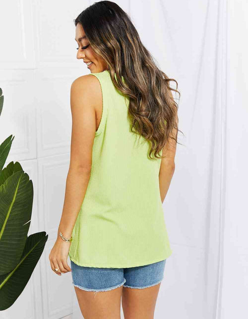 Load image into Gallery viewer, Blumin Apparel Chance of Sun Full Size Ribbed V-Neck Tank in Green

