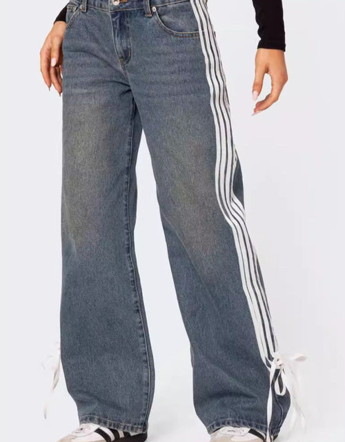 Load image into Gallery viewer, Side Striped Loose Fit Jeans

