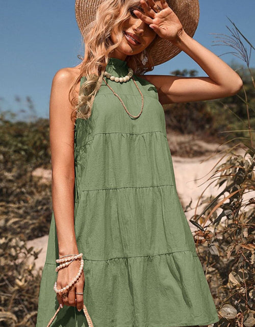 Load image into Gallery viewer, Perfee Tie Back Sleeveless Tiered Dress
