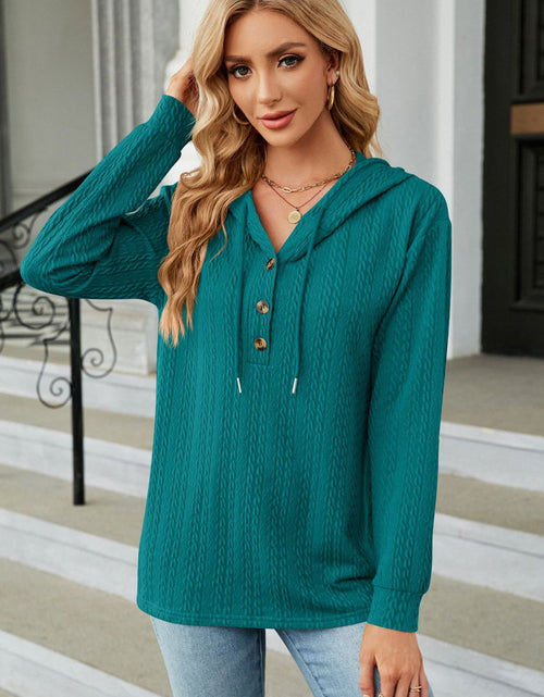 Load image into Gallery viewer, Cable-Knit Long Sleeve Hoodie
