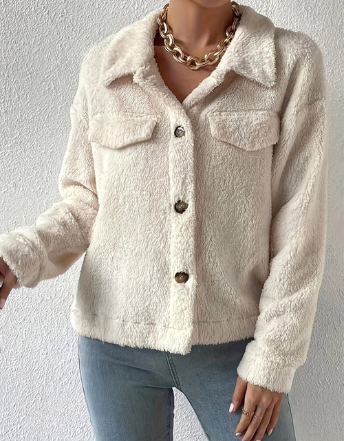 Load image into Gallery viewer, Collared Neck Button Up Jacket with Decorative Pocket Flaps
