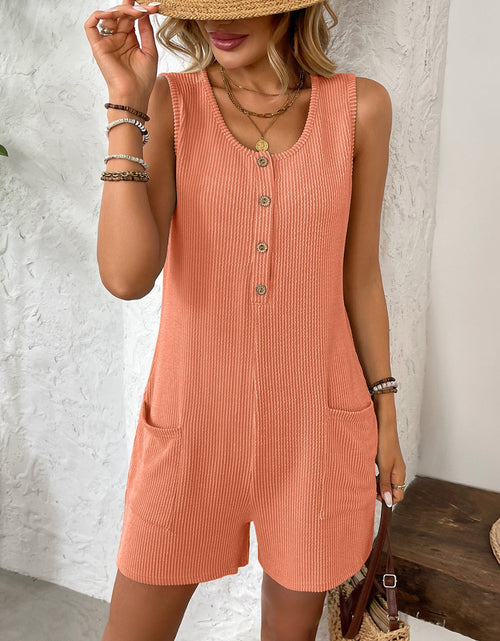 Load image into Gallery viewer, Pocketed Round Neck Sleeveless Romper
