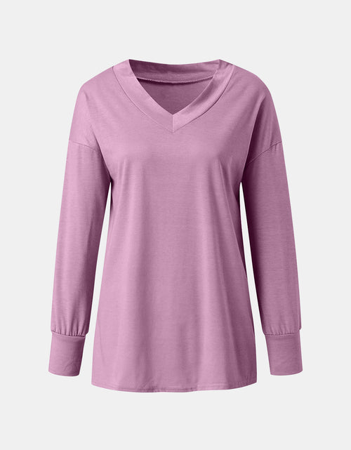 Load image into Gallery viewer, Full Size V-Neck Long Sleeve T-Shirt
