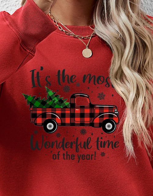 Load image into Gallery viewer, Graphic Round Neck Long Sleeve Sweatshirt
