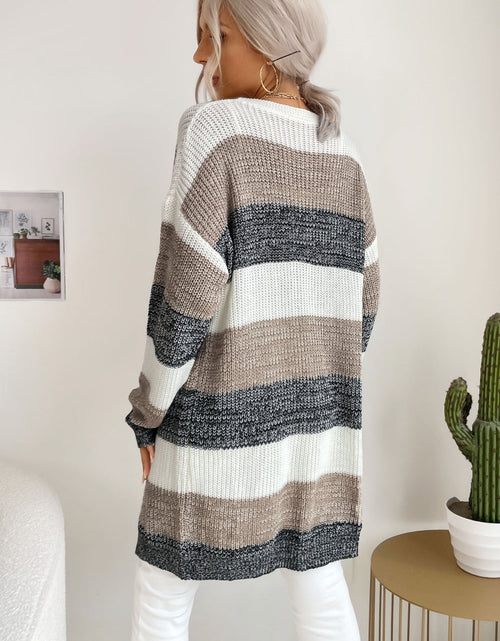 Load image into Gallery viewer, Perfee Striped Long Sleeve Duster Cardigan
