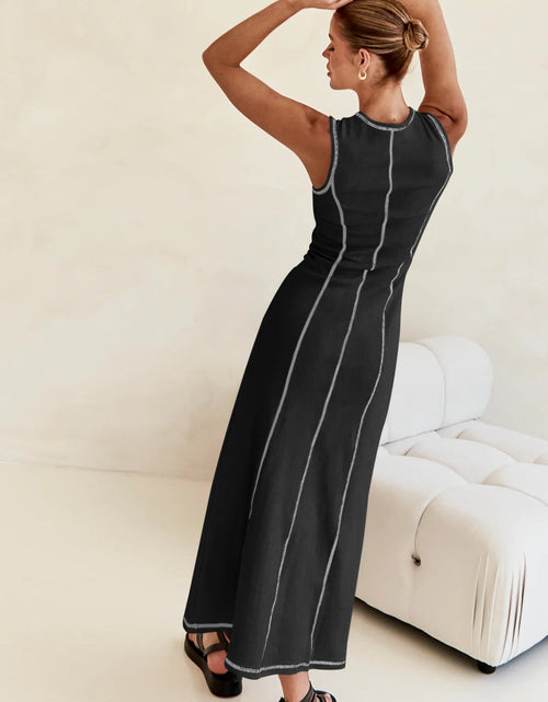 Load image into Gallery viewer, Contrast Stitching Maxi Tank Dress
