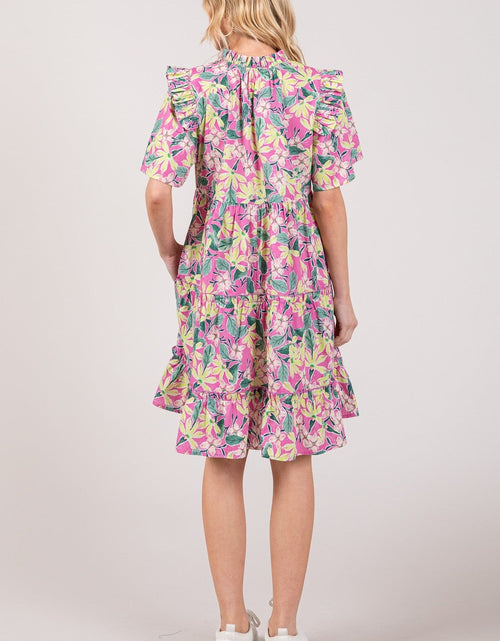 Load image into Gallery viewer, SAGE + FIG Floral Ruffle Short Sleeve Dress
