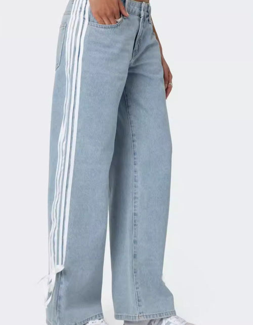 Load image into Gallery viewer, Side Striped Loose Fit Jeans
