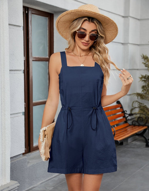 Load image into Gallery viewer, Drawstring Wide Strap Romper with Pockets
