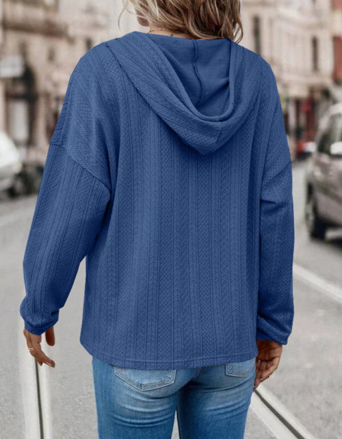Load image into Gallery viewer, Drawstring Dropped Shoulder Long Sleeve Hoodie
