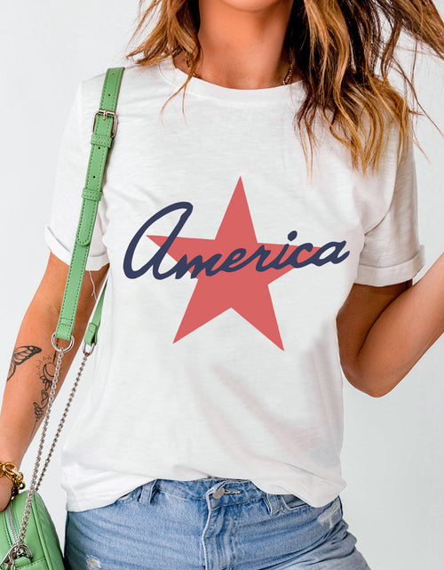 Load image into Gallery viewer, Star Round Neck Short Sleeve T-Shirt
