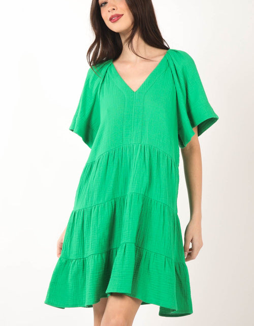 Load image into Gallery viewer, VERY J Texture V-Neck Ruffled Tiered Dress
