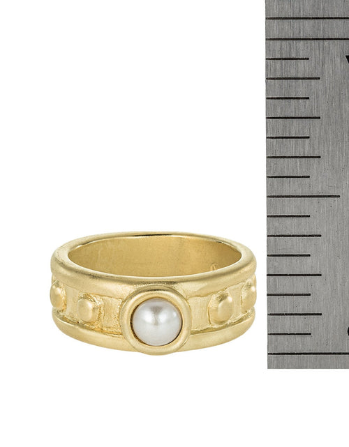 Load image into Gallery viewer, Vintage Ring 1970s Sapphire Cabocon Glass Ring 18k Brushed Gold September Birthstone #R3095 by PVD Vintage Jewelry
