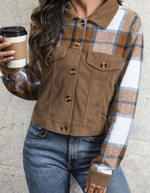 Load image into Gallery viewer, Perfee Plaid Button Up Collared Neck Jacket
