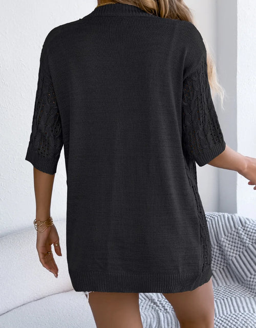 Load image into Gallery viewer, Openwork Open Front Half Sleeve Cardigan
