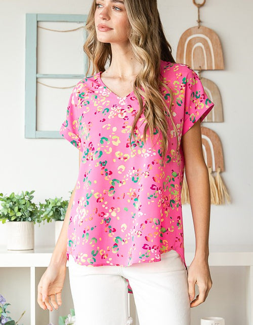 Load image into Gallery viewer, Heimish Full Size Animal print V-Neck Short Sleeve T-Shirt Plus Size
