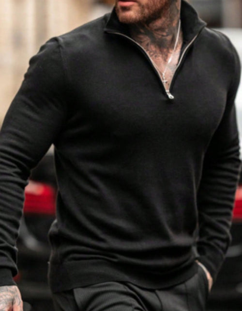 Load image into Gallery viewer, Men's Plus Size Quarter Zip Long Sleeve Knit Top
