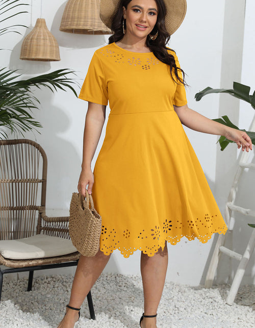 Load image into Gallery viewer, Plus Size Round Neck Openwork Dress

