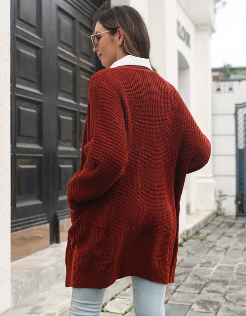 Load image into Gallery viewer, Open Front Rib-Knit Cardigan with Pockets
