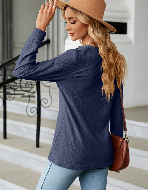 Load image into Gallery viewer, Notched Neck Long Sleeve Buttoned Blouse
