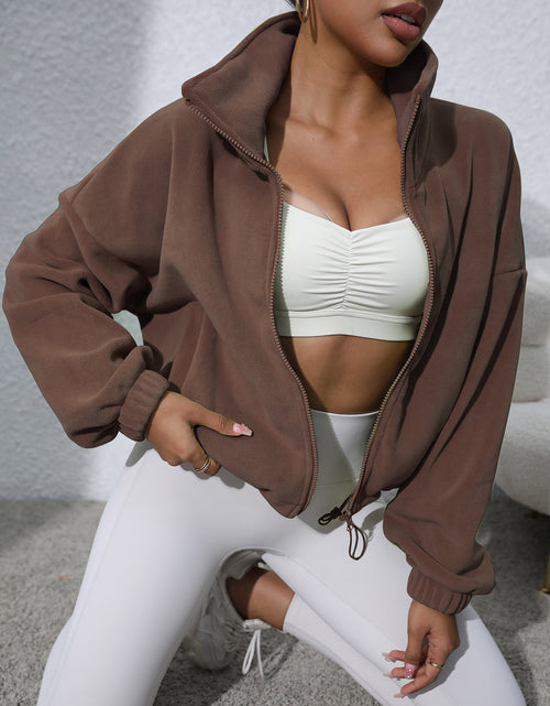 Load image into Gallery viewer, Drawstring Turtleneck Zip Up Long Sleeve Jacket
