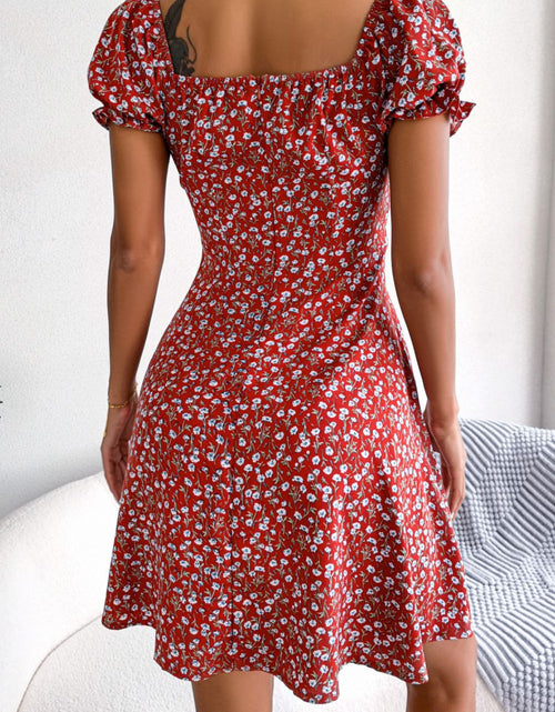 Load image into Gallery viewer, Ditsy Floral Drawstring A-Line Dress
