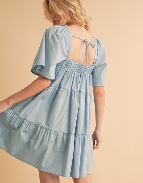 Load image into Gallery viewer, Aemi + Co Square Neck Half Sleeve Tiered Dress
