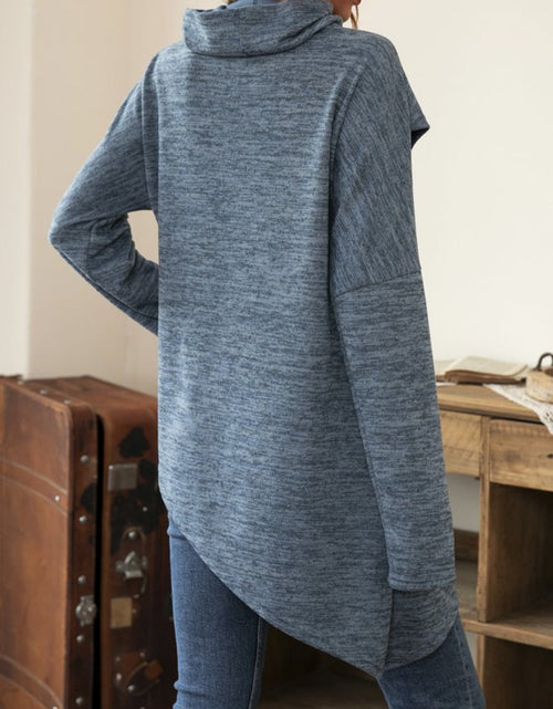 Load image into Gallery viewer, Asymmetrical Hem Cowl Neck Long Sleeve T-Shirt
