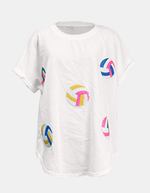 Load image into Gallery viewer, Sequin Round Neck Short Sleeve T-Shirt
