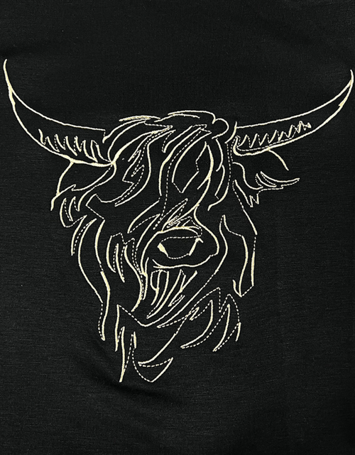 Load image into Gallery viewer, Bull Head Embroidered Round Neck T Shirt
