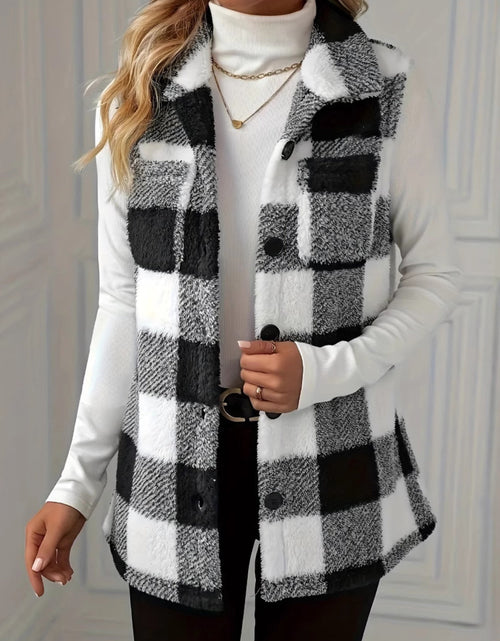 Load image into Gallery viewer, Plaid Button Up Vest Coat
