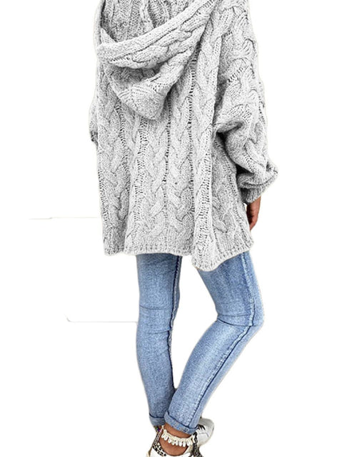 Load image into Gallery viewer, Cable-Knit Hooded Sweater
