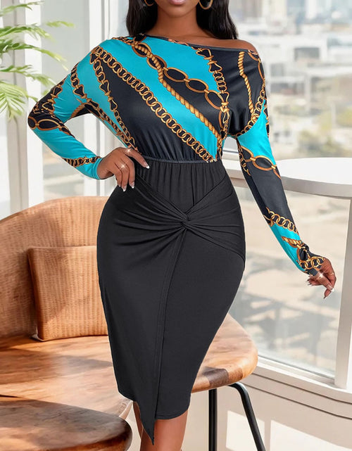 Load image into Gallery viewer, Perfee Twisted Printed Long Sleeve Dress
