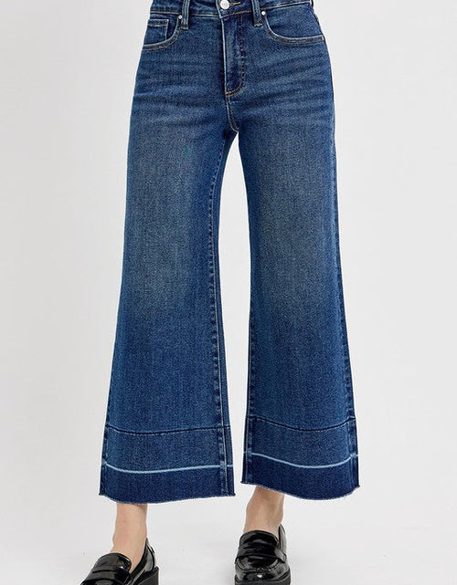Load image into Gallery viewer, RISEN Full Size Tummy Control High Rise Crop Wide Hem Jeans Plus Size
