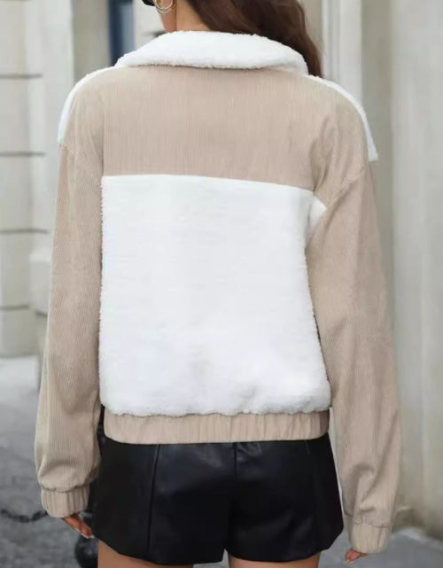 Load image into Gallery viewer, Contrast Zip Up Long Sleeve Jacket
