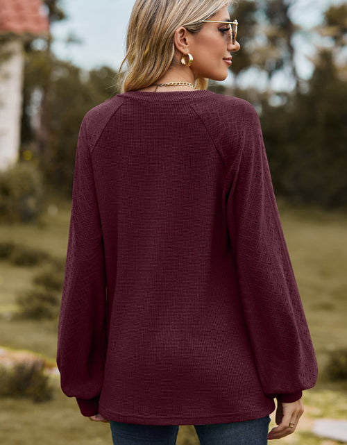 Load image into Gallery viewer, Notched Neck Raglan Sleeve Blouse
