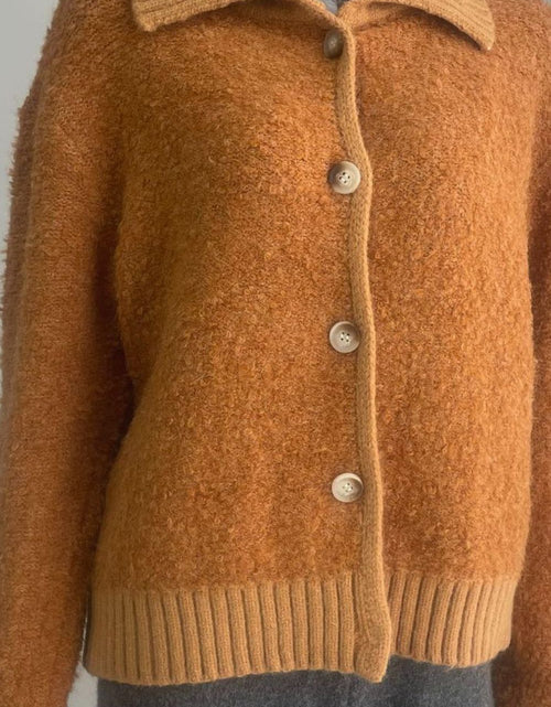 Load image into Gallery viewer, Collared Neck Button Down Long Sleeve Cardigan
