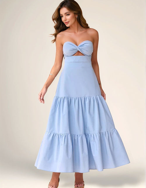Load image into Gallery viewer, Twist Front Cutout Tiered Maxi Dress
