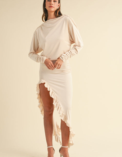 Load image into Gallery viewer, Mable Backless Asymmetric Ruffle Hem Dress
