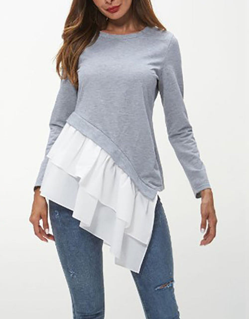Load image into Gallery viewer, Ivy Lane Tiered Contrast Round Neck Long Sleeve T-Shirt
